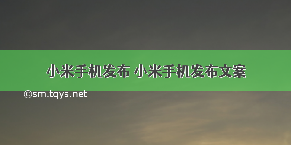 小米手机发布 小米手机发布文案