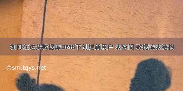 如何在达梦数据库DM8下创建新用户 表空间 数据库表结构