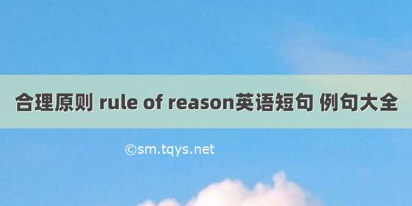 合理原则 rule of reason英语短句 例句大全