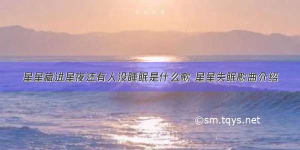 星星藏进星夜还有人没睡眠是什么歌 星星失眠歌曲介绍