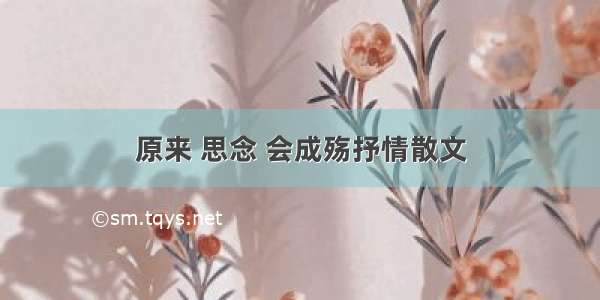 原来 思念 会成殇抒情散文