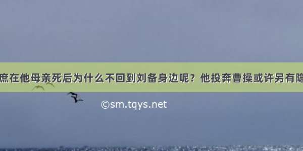 徐庶在他母亲死后为什么不回到刘备身边呢？他投奔曹操或许另有隐情