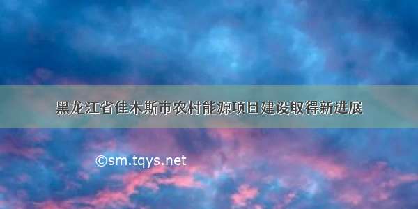 黑龙江省佳木斯市农村能源项目建设取得新进展