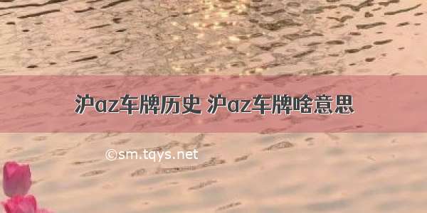 沪az车牌历史 沪az车牌啥意思