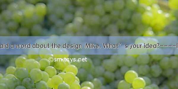 ----You haven’t said a word about the design  Mike. What’s your idea?----I’m sorry I  abou
