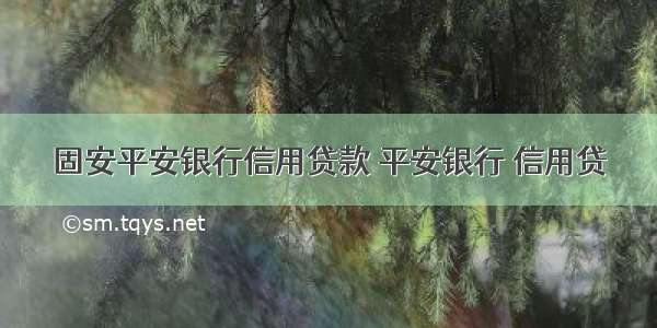 固安平安银行信用贷款 平安银行 信用贷