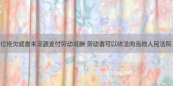 如果用人单位拖欠或者未足额支付劳动报酬 劳动者可以依法向当地人民法院（ ）。A.举