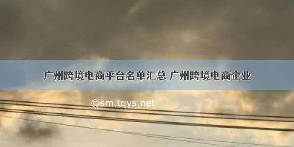 广州跨境电商平台名单汇总 广州跨境电商企业