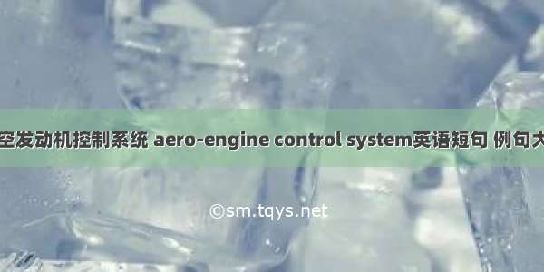 航空发动机控制系统 aero-engine control system英语短句 例句大全