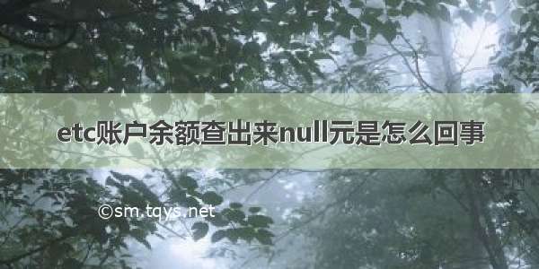 etc账户余额查出来null元是怎么回事