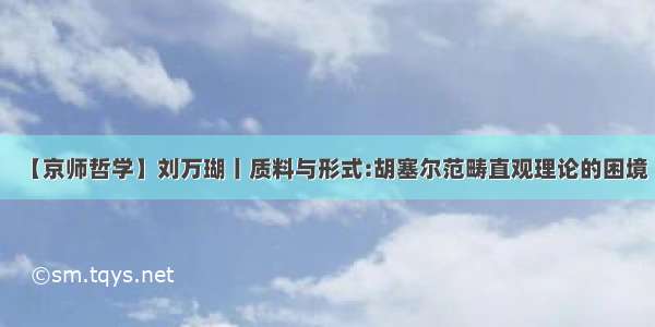 【京师哲学】刘万瑚丨质料与形式:胡塞尔范畴直观理论的困境