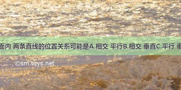 在同一平面内 两条直线的位置关系可能是A.相交 平行B.相交 垂直C.平行 垂直D.平行