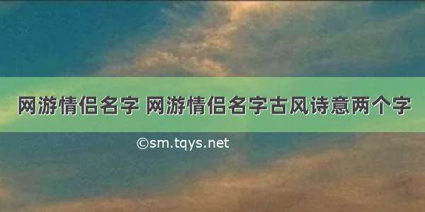 网游情侣名字 网游情侣名字古风诗意两个字