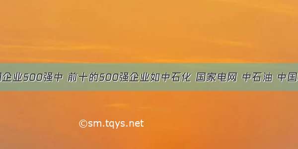 单选题中国企业500强中 前十的500强企业如中石化 国家电网 中石油 中国移动等企业