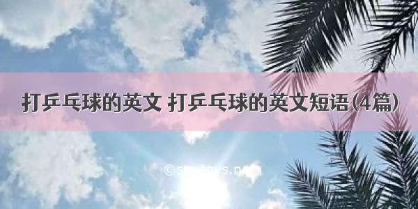 打乒乓球的英文 打乒乓球的英文短语(4篇)