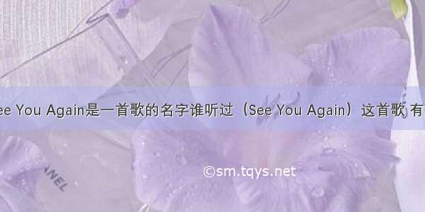 英译汉See You Again是一首歌的名字谁听过（See You Again）这首歌 有没有翻译