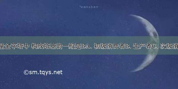 生态系统的能量金字塔中 构成塔基的一般是BA. 初级消费者B. 生产者C. 次级消费者D. 分解者