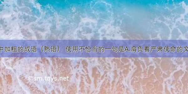 下列各句中加粗的成语（熟语） 使用不恰当的一句是A.肩负着严肃使命的文学 自然不