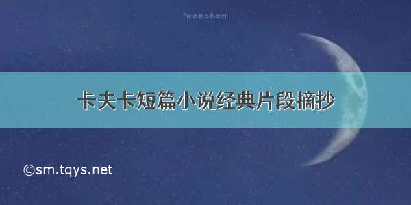 卡夫卡短篇小说经典片段摘抄