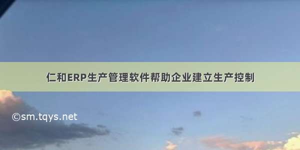 仁和ERP生产管理软件帮助企业建立生产控制