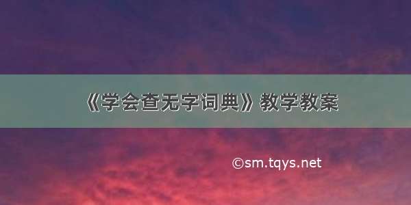 《学会查无字词典》教学教案