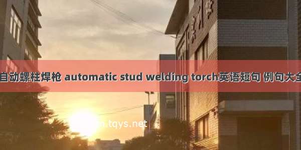 自动螺柱焊枪 automatic stud welding torch英语短句 例句大全