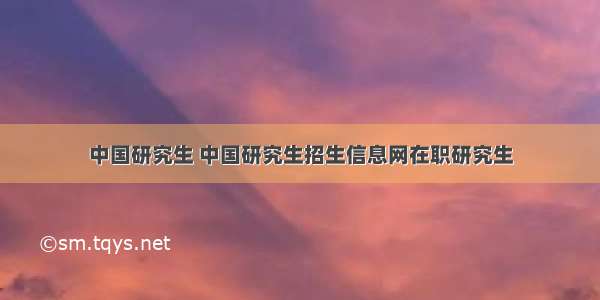 中国研究生 中国研究生招生信息网在职研究生