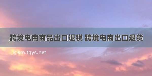 跨境电商商品出口退税 跨境电商出口退货