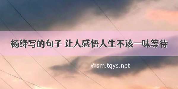 杨绛写的句子 让人感悟人生不该一味等待