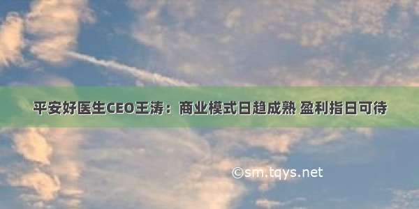 平安好医生CEO王涛：商业模式日趋成熟 盈利指日可待