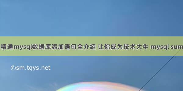 从入门到精通mysql数据库添加语句全介绍 让你成为技术大牛 mysql sum精度失真