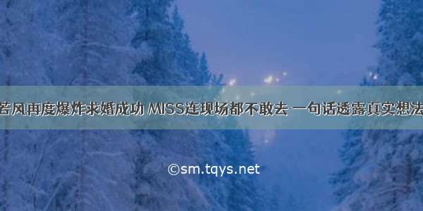 若风再度爆炸求婚成功 MISS连现场都不敢去 一句话透露真实想法