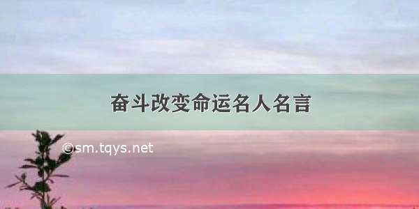 奋斗改变命运名人名言