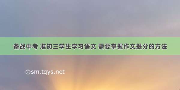 备战中考 准初三学生学习语文 需要掌握作文提分的方法