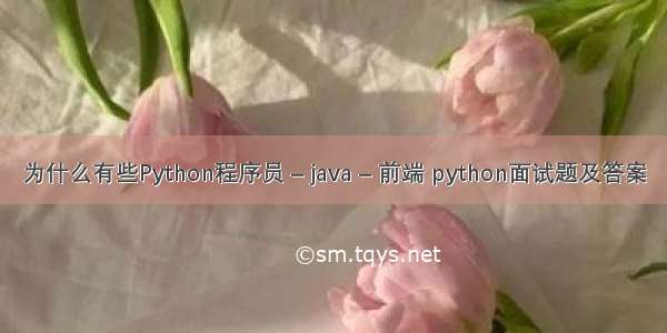 为什么有些Python程序员 – java – 前端 python面试题及答案