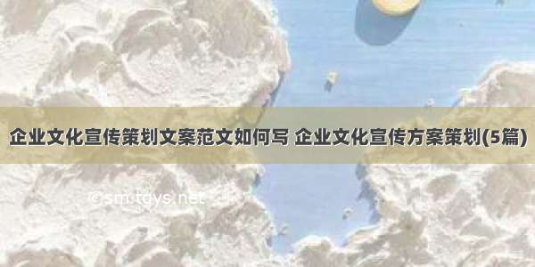 企业文化宣传策划文案范文如何写 企业文化宣传方案策划(5篇)