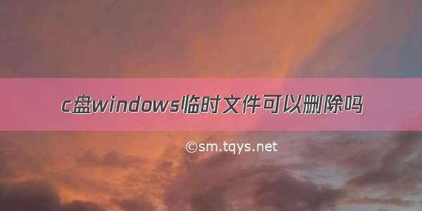 c盘windows临时文件可以删除吗